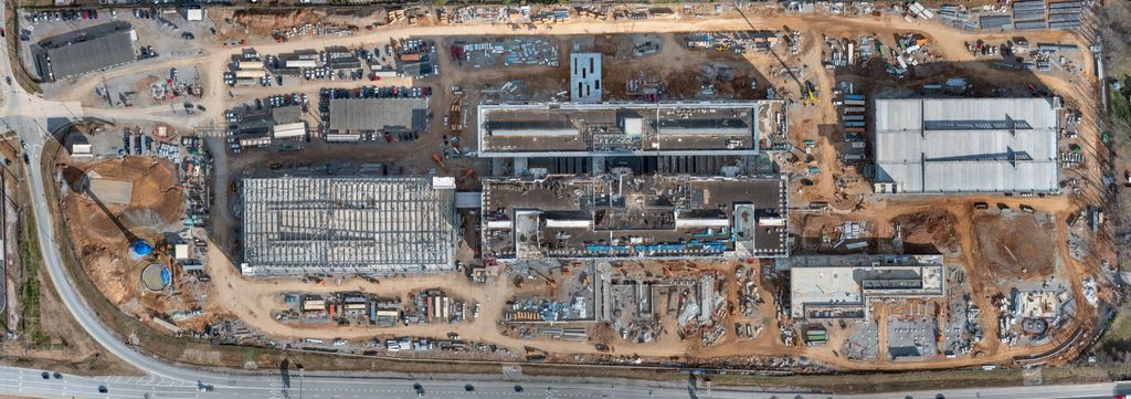 Drone orthomosaic map of the new Louisville VA Medical Center construction site in January 2025