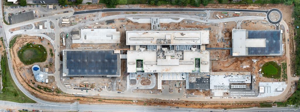 Drone orthomosaic map of the new Louisville VA Medical Center construction site in July 2026