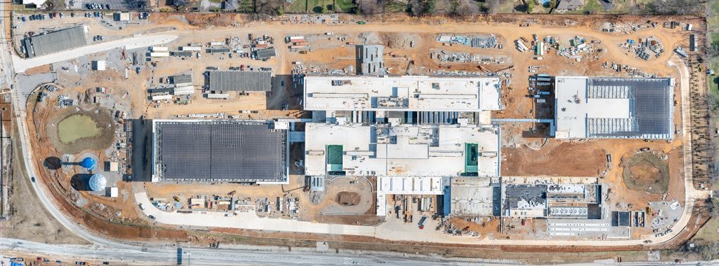 Drone orthomosaic map of the new Louisville VA Medical Center construction site in March 2026
